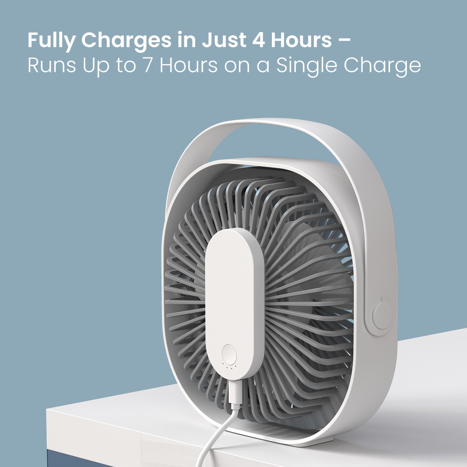 Portronics CoolCube Rechargeable table fan with 2400mAh battery run upto 7hr in single charge| best rechargeable portable desktop fan 