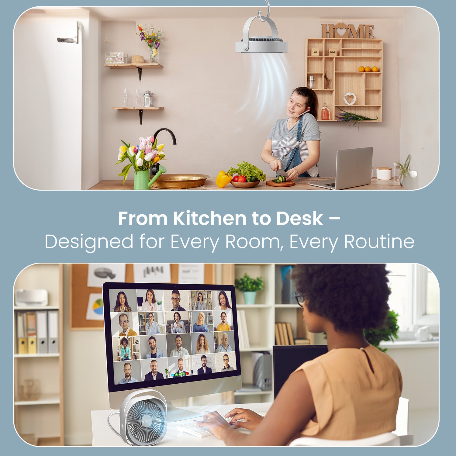Portronics CoolCube FANS series with 360-degree rotatable fan, portable mini fan features, and rechargeable table fan for kitchen| best desktop for office use