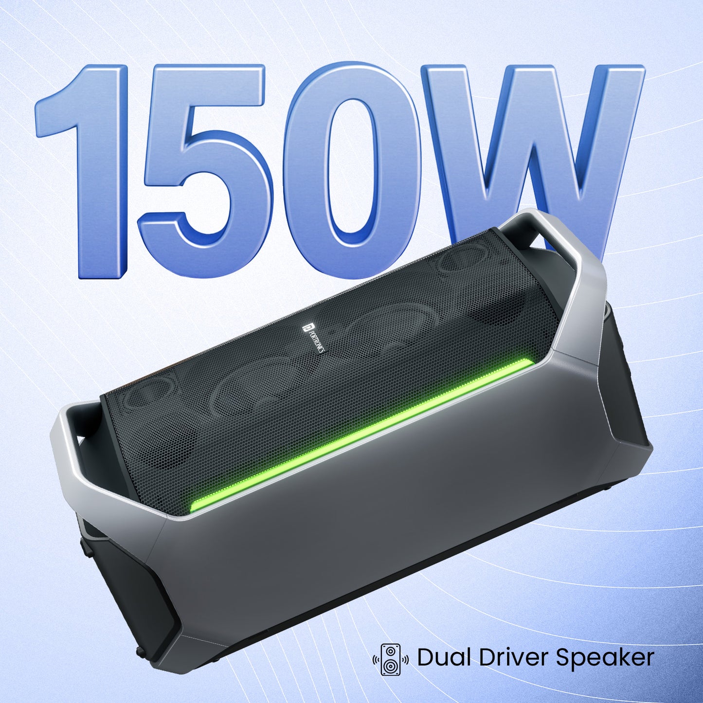 Portronics Dash 13 150W dual driver bluetooth party speaker with bass boost technology and portable rechargeable design – best party speakers under 10000 