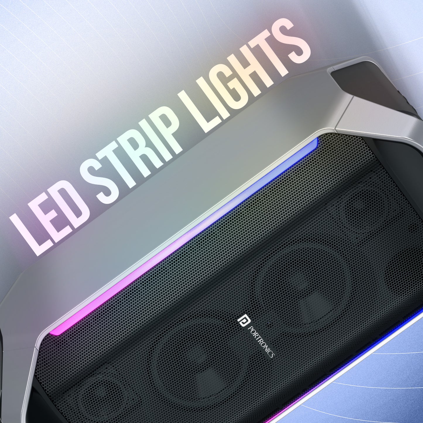 Portronics Dash 13 bluetooth party speaker with LED strip lights and RGB lighting – best party speaker under 10000 with vibrant lighting for home parties      