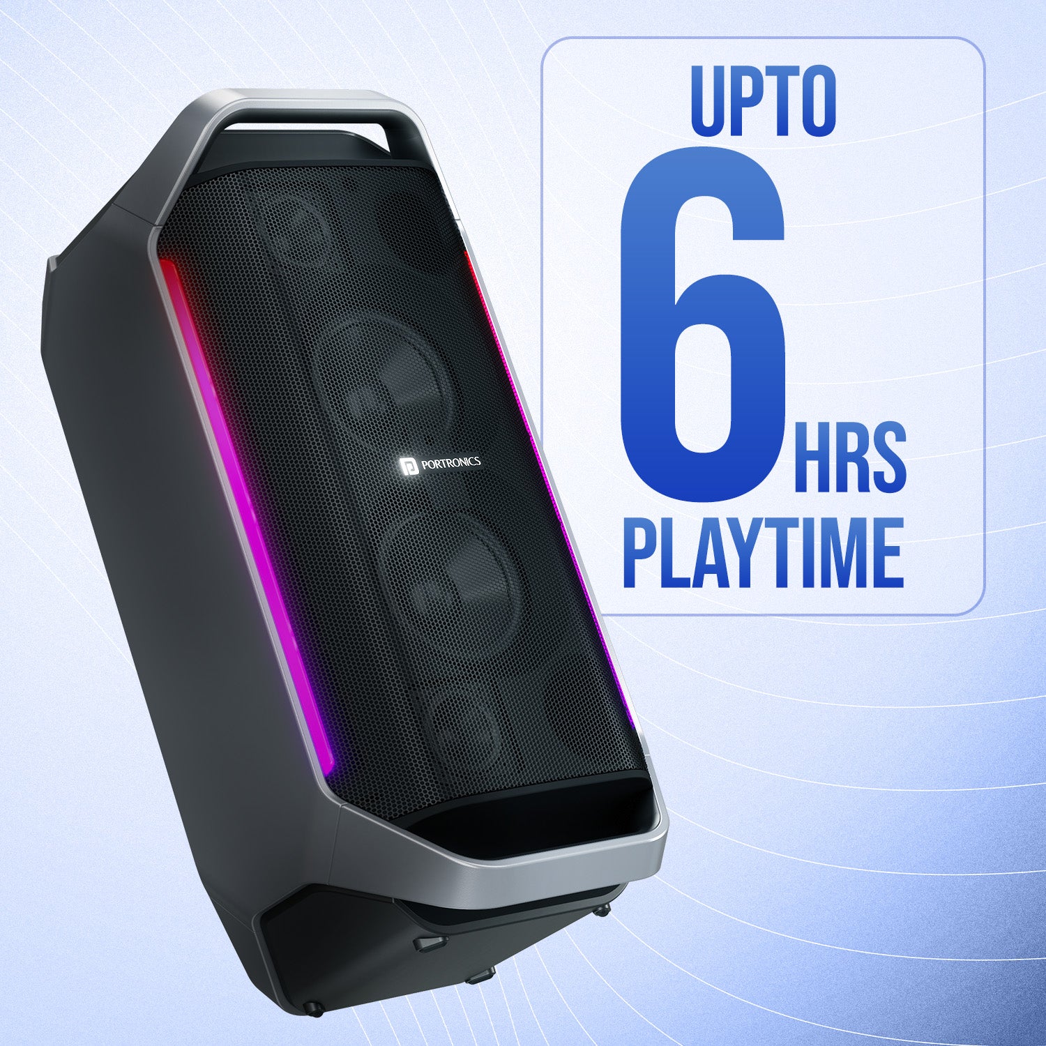 Portronics Dash 13 portable party speaker with upto 6 hours playtime, bluetooth 5.3 and type C charging – wireless party speaker with long battery life      