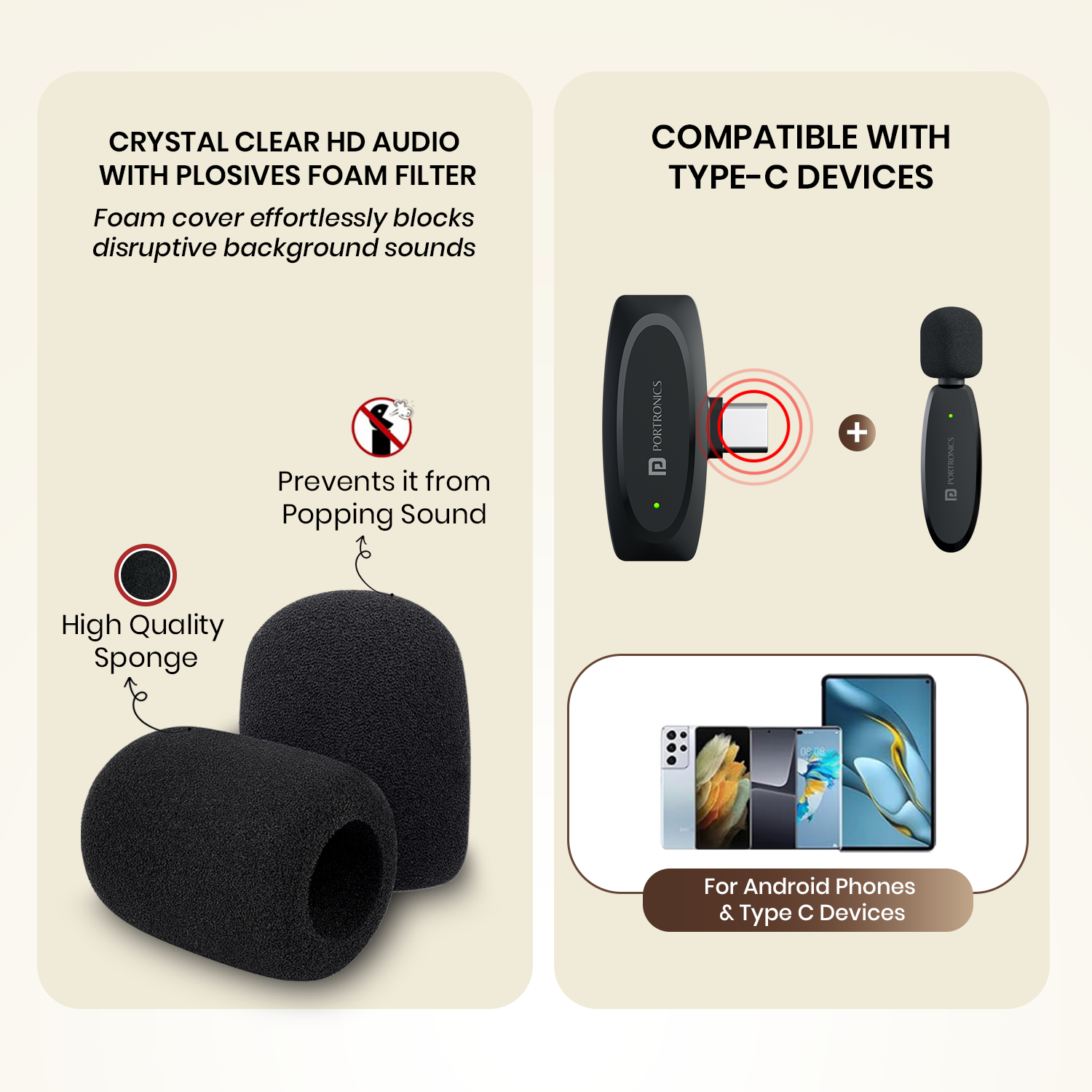 Portronics Dash 7 Ai Bluetooth wireless microphone and mic for mobile, equipped with AI-enhanced audio, AUX compatibility, premium audio accessories, and the best wireless recording options for content creators in India.