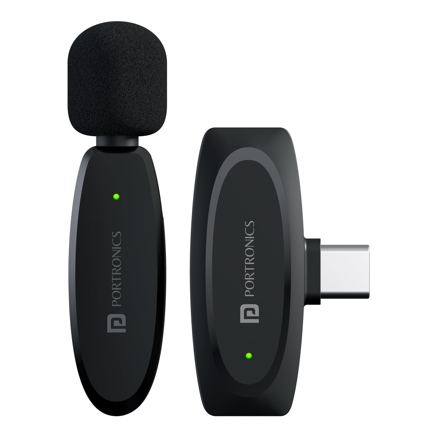 Portronics Dash 7 Ai wireless microphone for mobile with AI-powered noise cancellation, long battery life, TWS connectivity, and portable design—ideal for professional audio and YouTube vlogging in India.