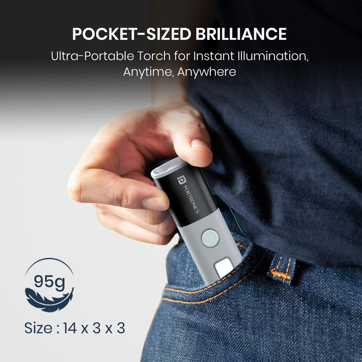 Portronics Eco Glow 2 LED Flashlight | compact and powerful flashlight | best LED torch with 300 lumens brightness and long lighting range