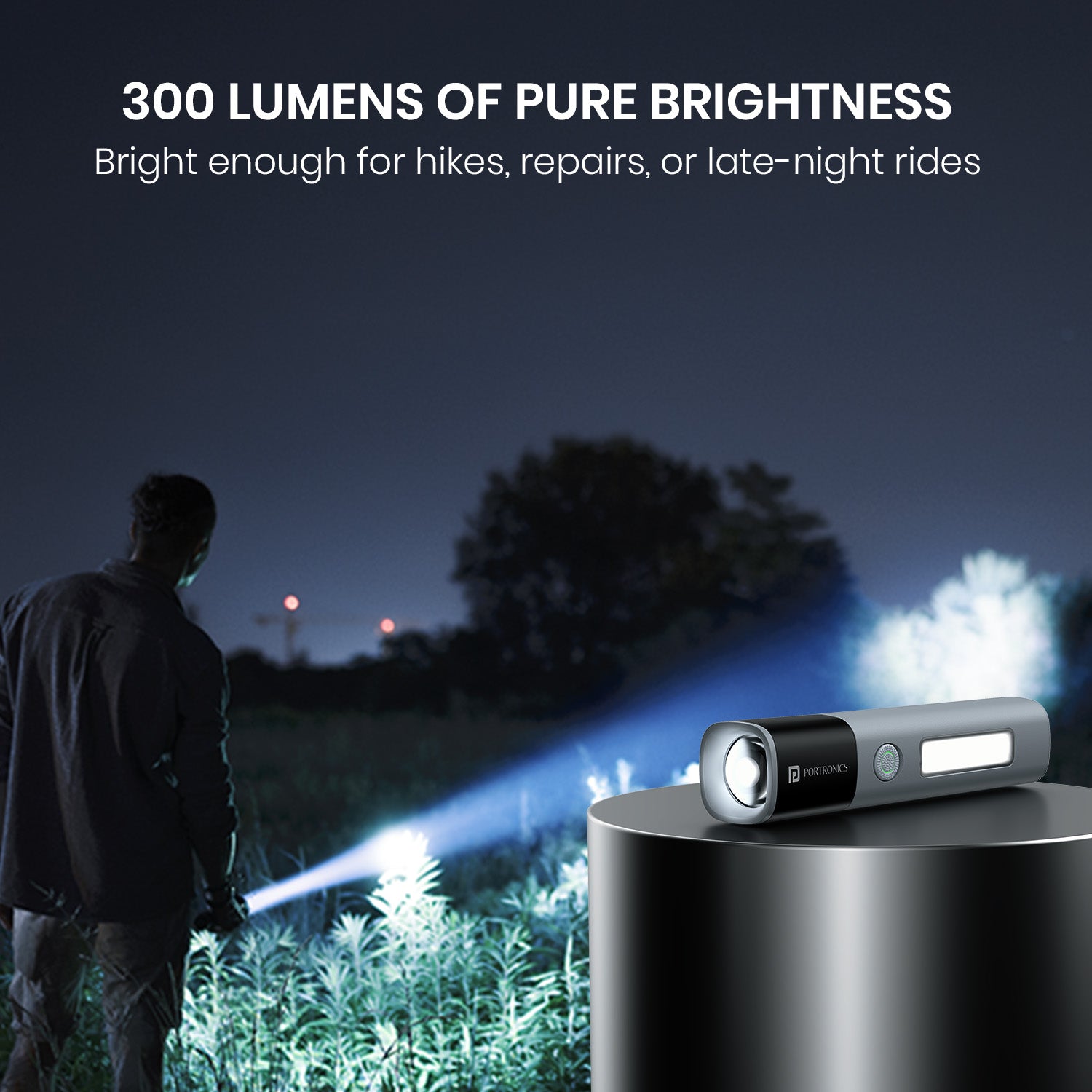 Portronics Eco Glow 2 LED Flashlight | high-lumen LED torch for night walks and power cuts | portable flashlight with dual light modes