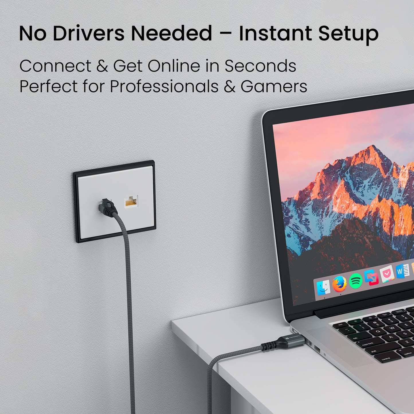 Portronics EtherC Connectivity Cable | Plug-and-play internet access for work-from-home setups | Strong multifunctional cable supporting fast charging cable and micro usb cable workflows