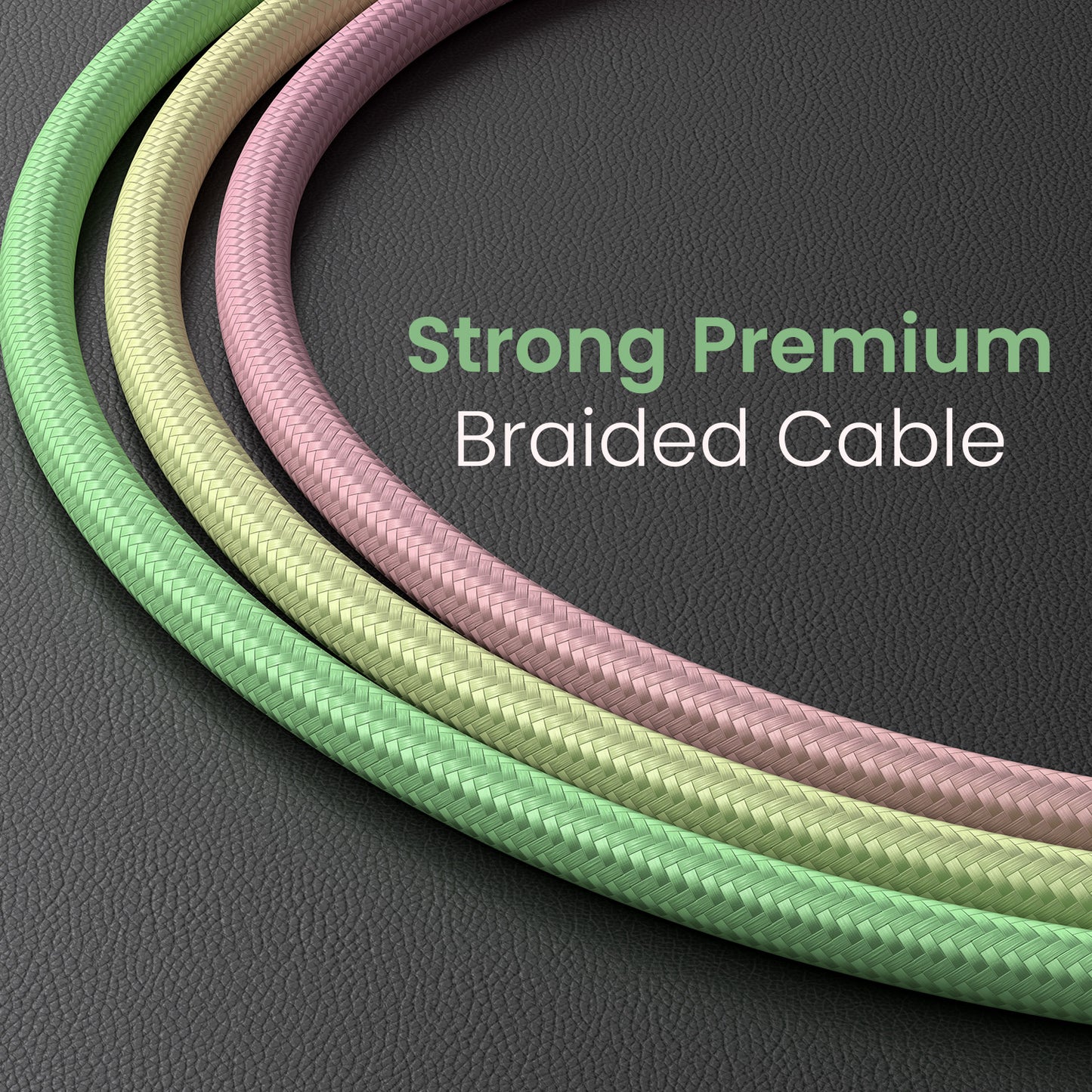 Portronics HUE X type c cable | nylon braided cable with reinforced connectors for long-lasting use and tangle-free charging experience