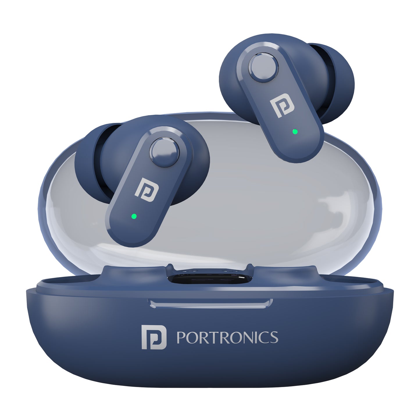 Blue Portronics Harmonics Twins s16 wireless TWS earbuds| earbuds with noise cancelling online| Bluetooth earbuds with mic| best earbuds at affordable price| latest wireless earbuds. 
