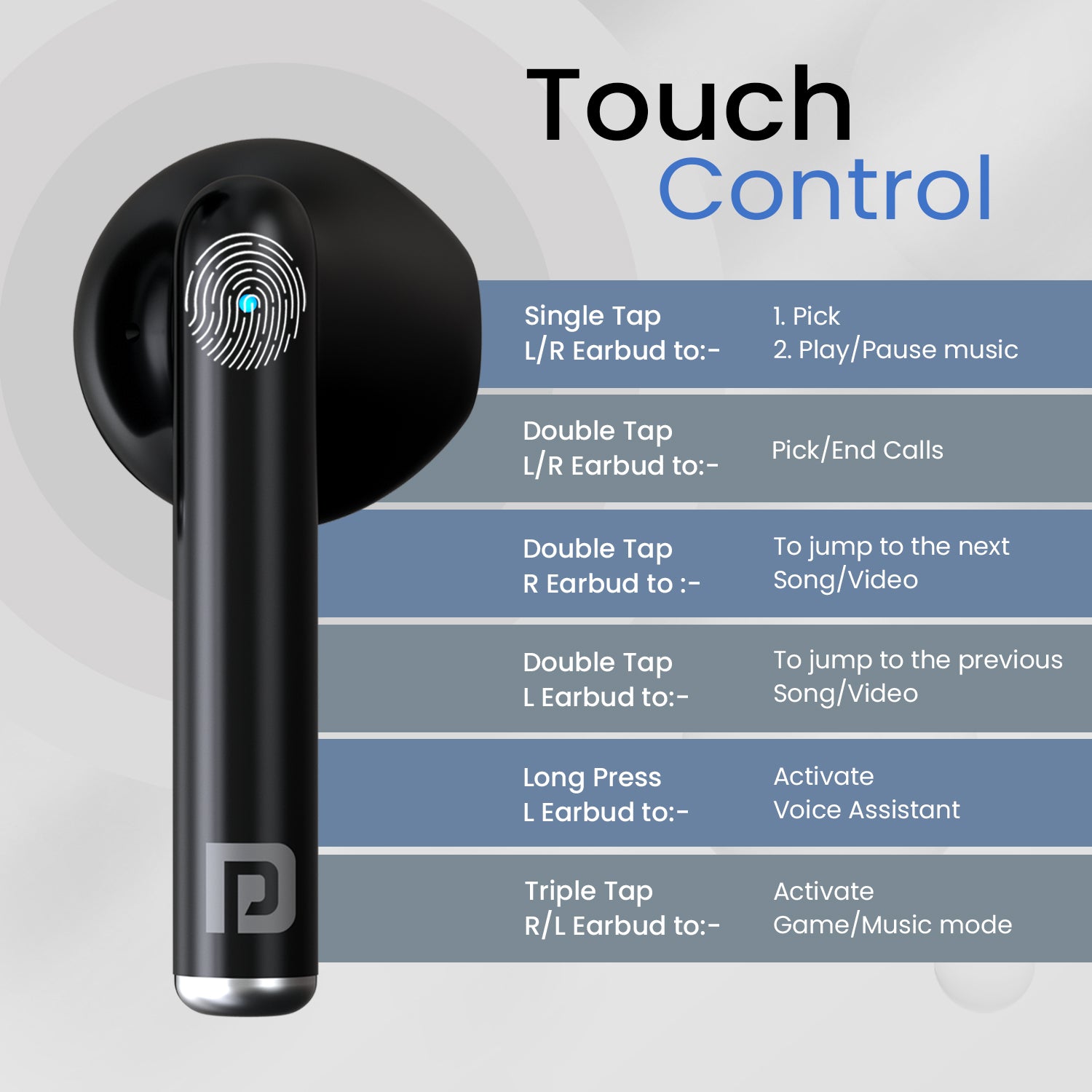 Portronics Wireless And Touch Control Earbuds Harmonics Twins S20