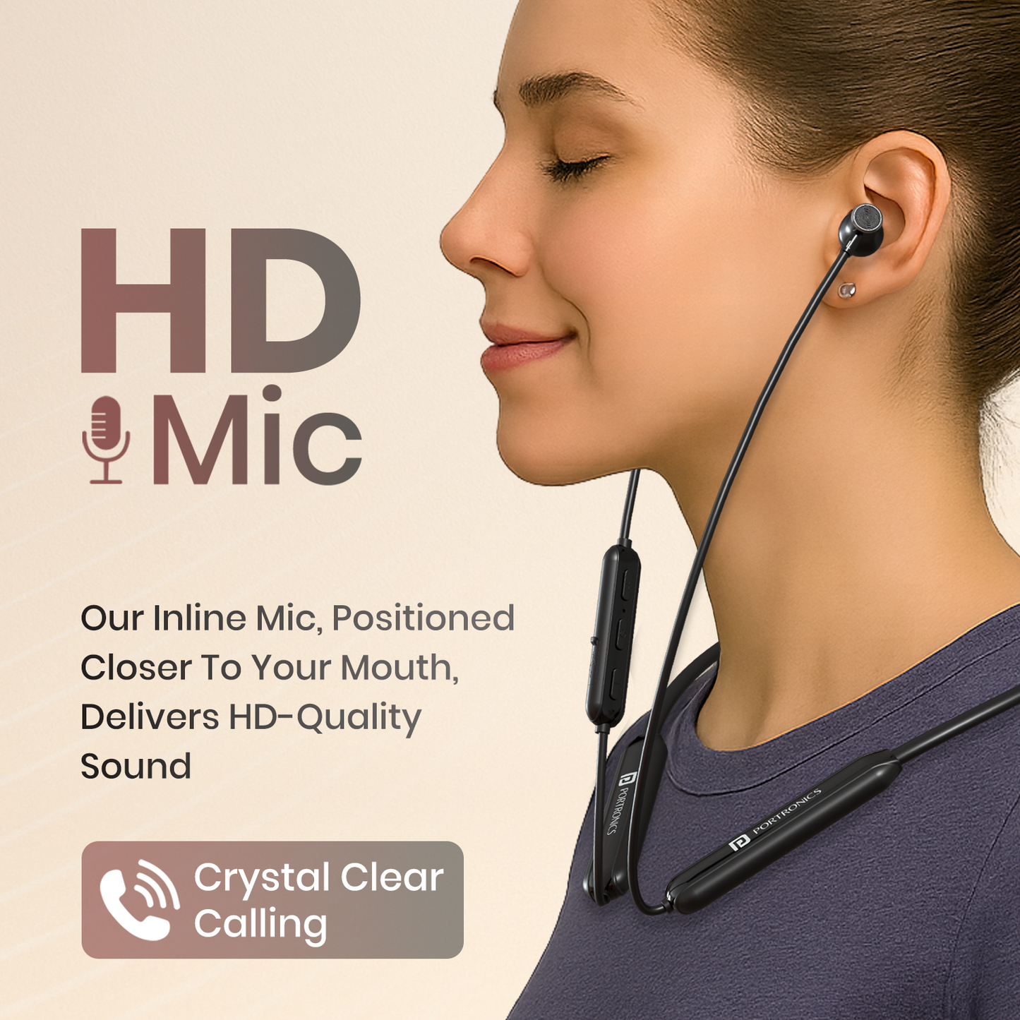 Get Portronics Harmonics Y2, a bluetooth neckband earphone with up to 70 hours playback, inline HD mic, dual pairing, magnetic earbuds, latest Bluetooth 5.4, and fast Type-C charging for active sports & fitness and hybrid work needs.