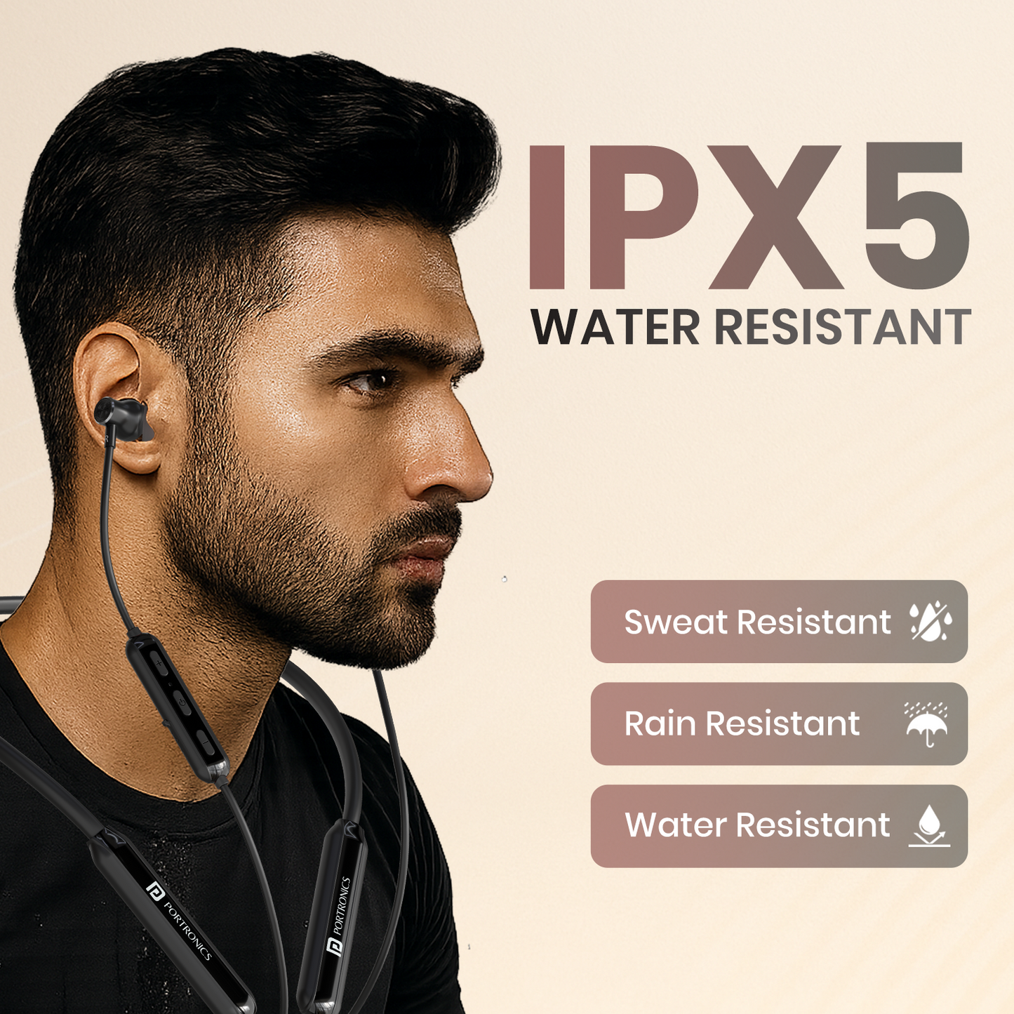 Portronics Harmonics Y2 bluetooth neckband earphones offer a magnetic clasp for tangle-free storage, ergonomic and lightweight neckband for all-day comfort, Type-C fast charging, and seamless Bluetooth v5.4 connectivity on a reliable sports neckband.
