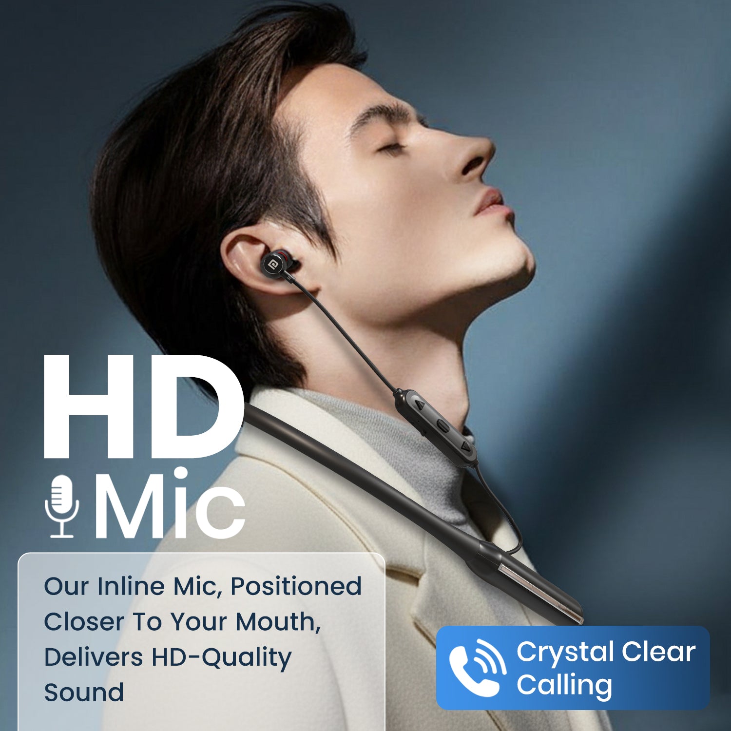 Portronics Harmonics Y4 Bluetooth Earbuds with Mic | wireless stereo neckband headset offering 100 hours playtime and Type-C fast charging | advanced Bluetooth 5.4 for stable connectivity | dual pairing feature supports multi-device usage | in-line HD microphone ensures crystal-clear calling | deep bass sound with punchy beats perfect for Bollywood, EDM, and podcasts | lightweight, flexible neckband designed for sports, travel, and everyday comfort