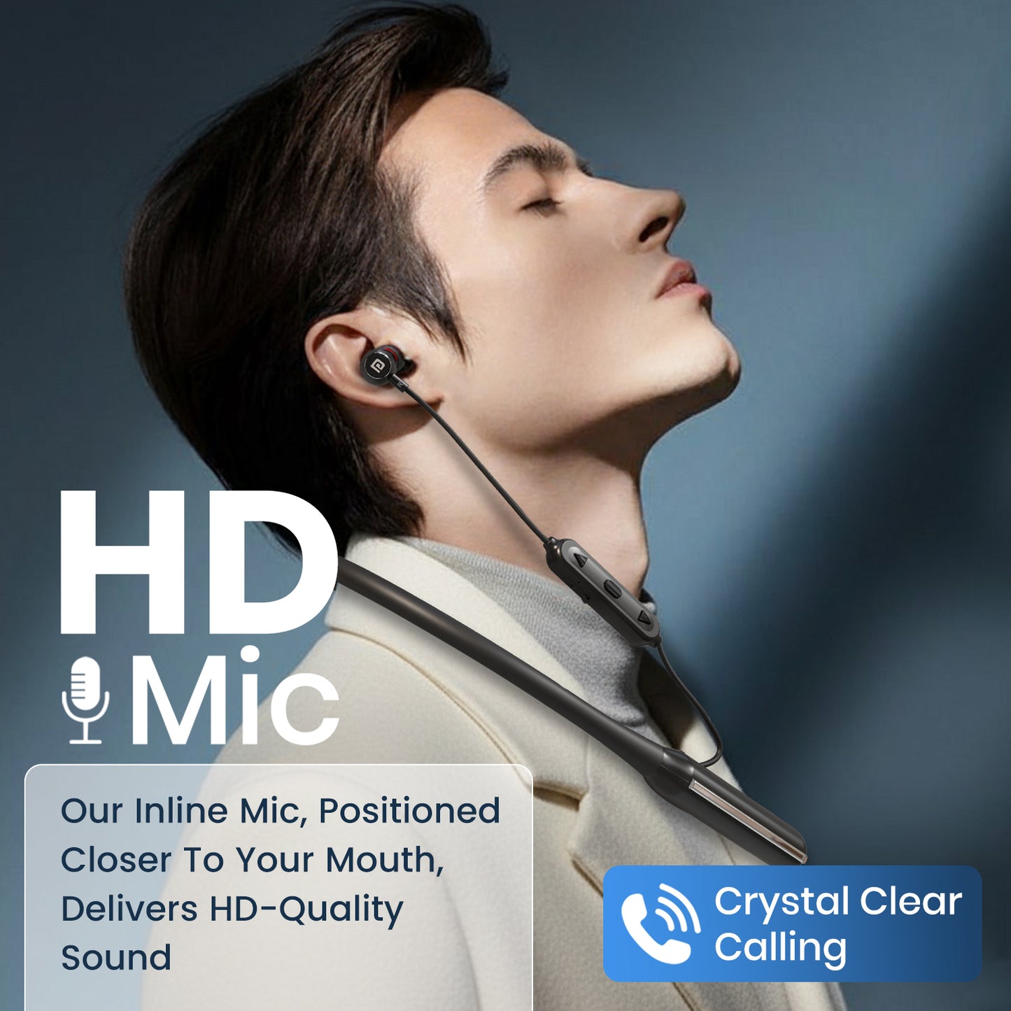 Portronics Harmonics Y4 Bluetooth Earbuds with Mic | wireless stereo neckband headset offering 100 hours playtime and Type-C fast charging | advanced Bluetooth 5.4 for stable connectivity | dual pairing feature supports multi-device usage | in-line HD microphone ensures crystal-clear calling | deep bass sound with punchy beats perfect for Bollywood, EDM, and podcasts | lightweight, flexible neckband designed for sports, travel, and everyday comfort