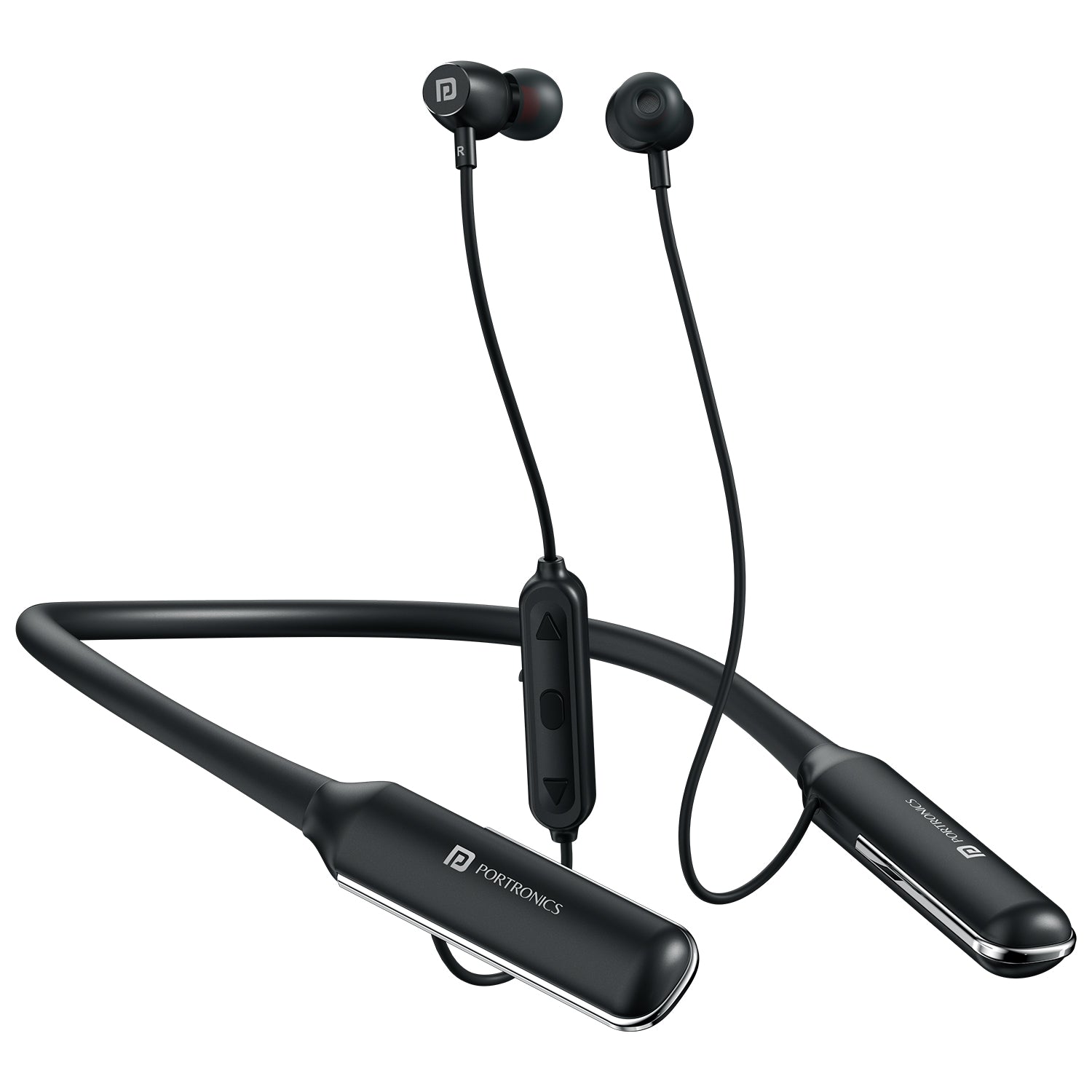 Portronics Harmonics Y4 wireless neckband earphones with 100H playtime, true wireless stereo sound, Bluetooth 5.4, in-ear earphones with mic, deep bass & Type-C fast charging for sports & fitness.