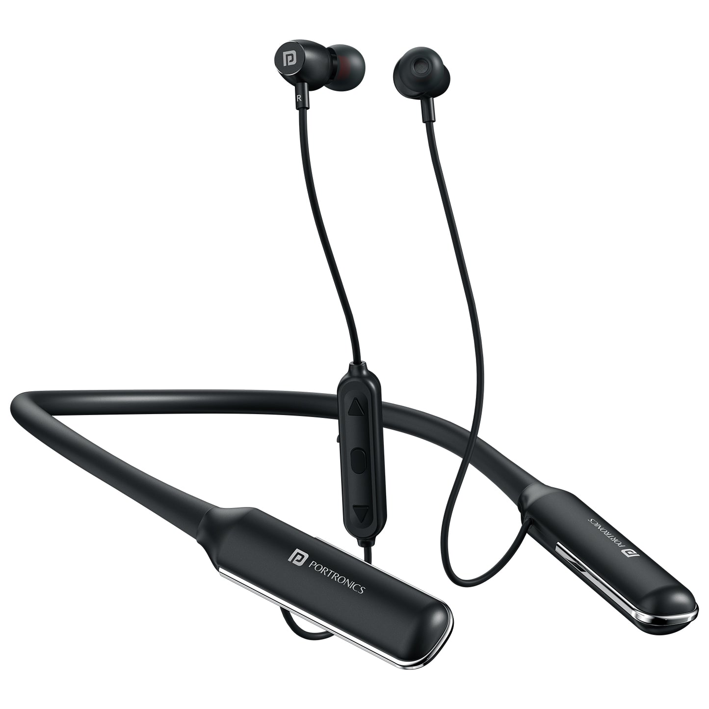 Portronics Harmonics Y4 wireless neckband earphones with 100H playtime, true wireless stereo sound, Bluetooth 5.4, in-ear earphones with mic, deep bass & Type-C fast charging for sports & fitness.