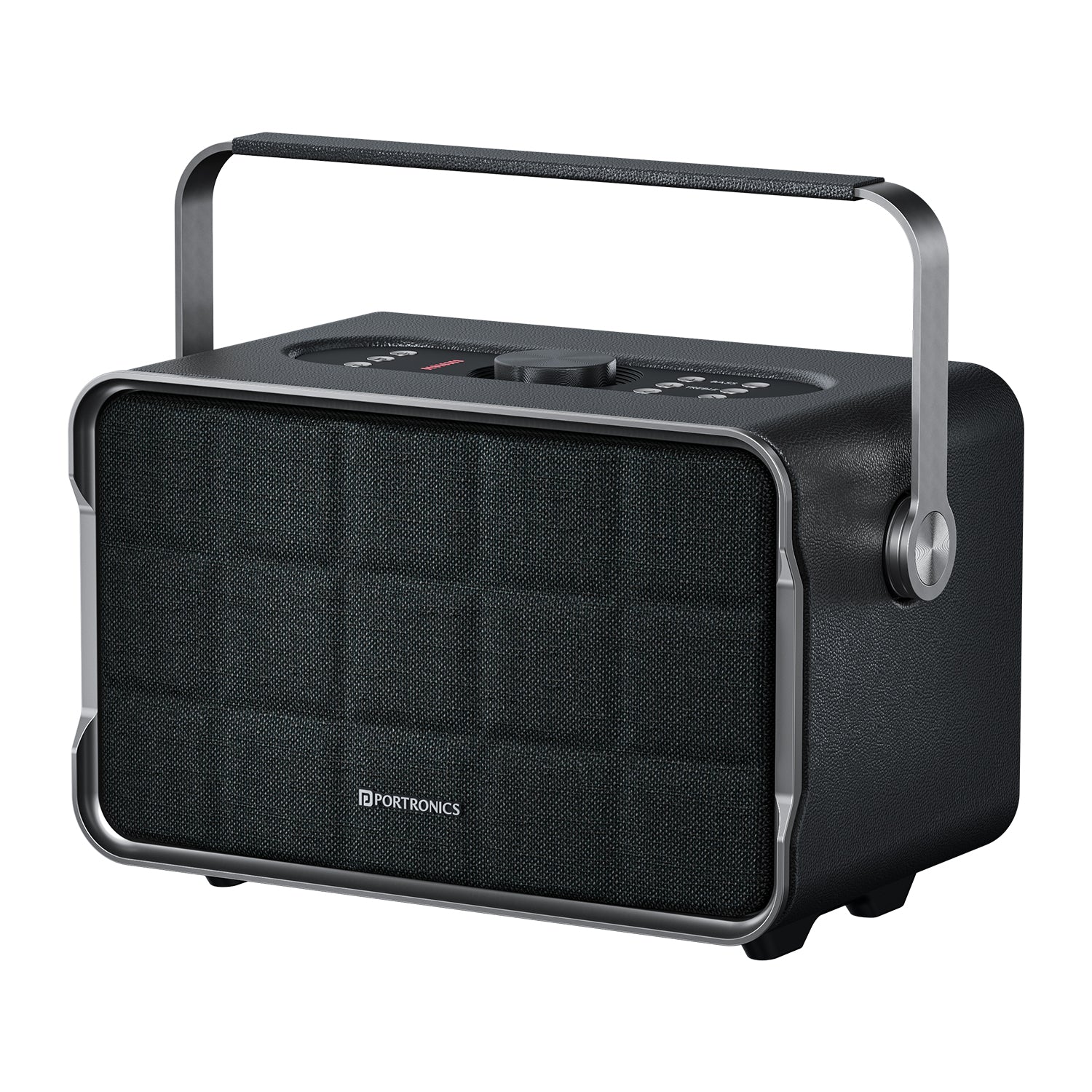 Grey Portronics Harmony | 80W HD Wireless Bluetooth Speaker with TWS & Retro Design | Wireless Speaker, Party Speaker, Portable Bluetooth Speaker
