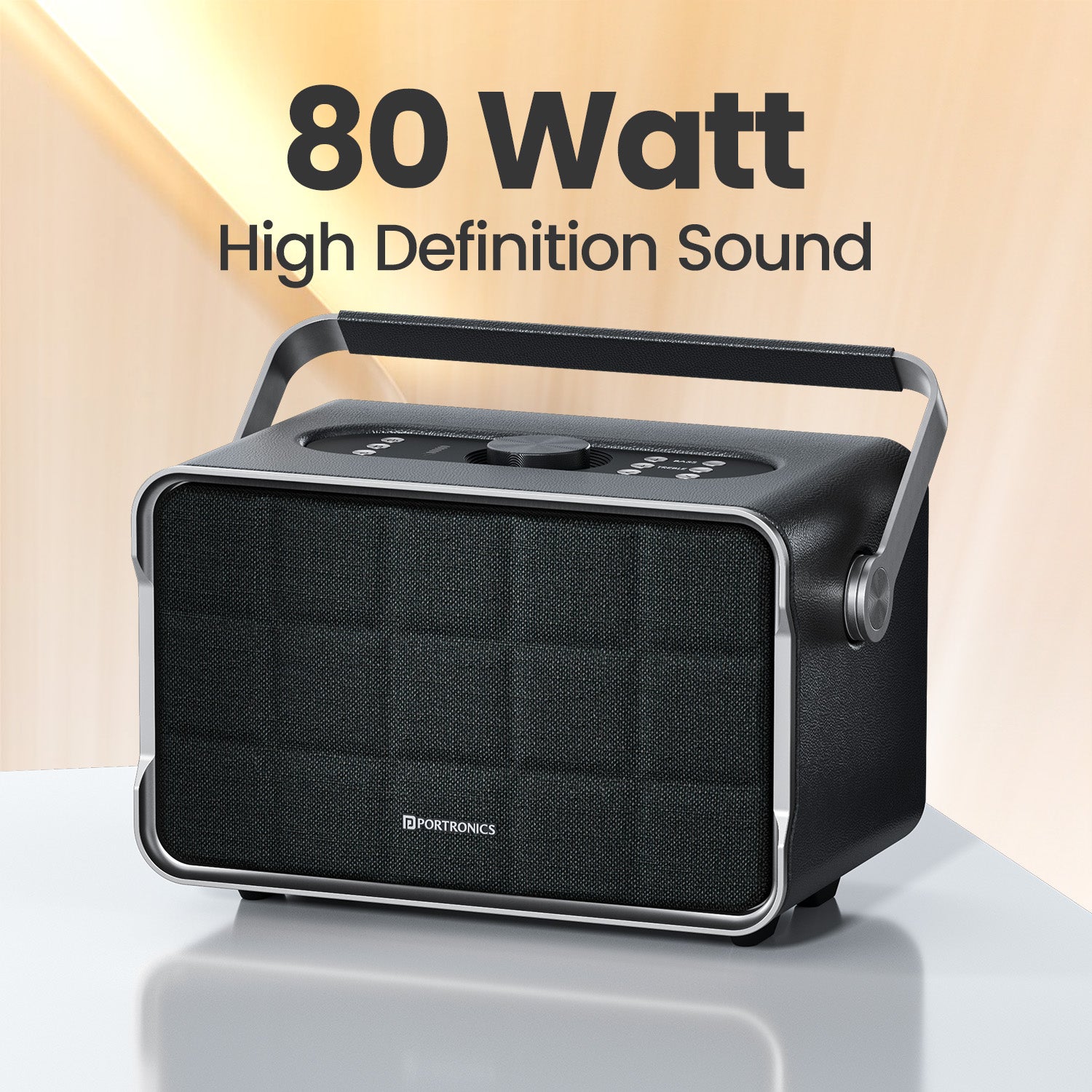 Grey Portronics Harmony | Bass-Enhanced Portable Wireless Bluetooth Speaker with 80W HD Sound | Wireless Speaker, Bluetooth Party Speaker, Rechargeable Speaker