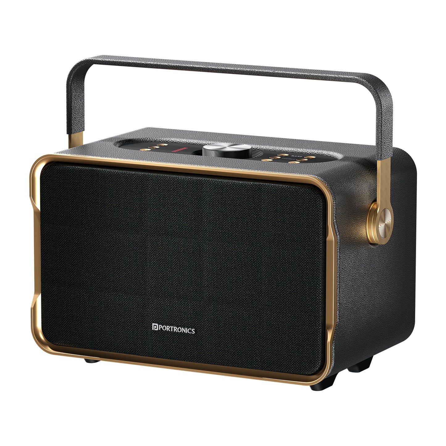 Black Portronics Harmony | High-Power 80W Wireless Bluetooth Speaker with TWS & Retro Style | Portable Speaker, Party Speaker, Rechargeable Bluetooth Speaker