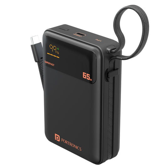 Portronics Ignis 65 20000mAh Power Bank | 65W USB Type-C PD power bank with fast laptop charging | best power bank 20000mah and fast charging power bank for mobile and tablets