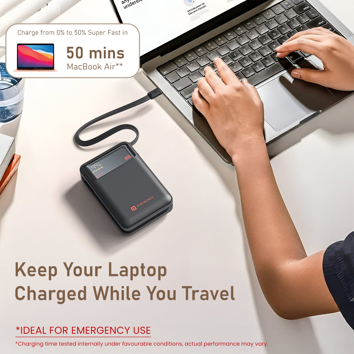 Portronics Ignis 65 Durable Power Bank | 65W USB Type-C PD power bank for laptops and phones | power banks solution better than standard samsung power bank 20000mah| powerbank for macbook