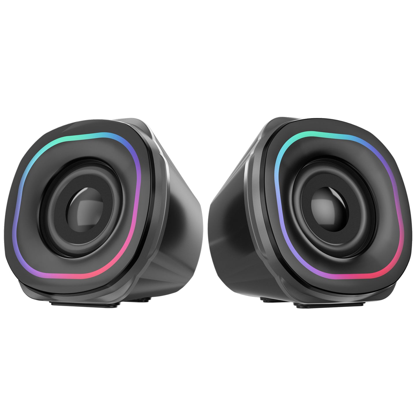 black Portronics In Tune 5 Speaker for PC | 12W stereo desktop speakers with 60mm drivers and RGB | pc speaker for computers using USB speaker for pc and AUX input