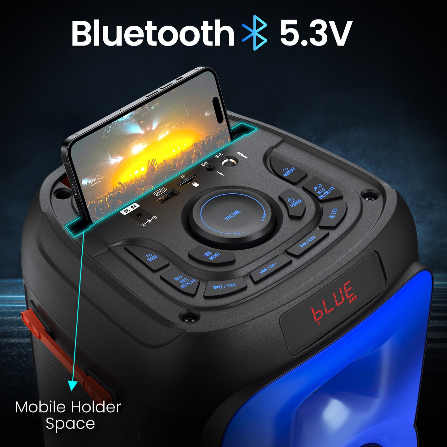 Portronics Iron Beats III portable party speaker | Bluetooth party speaker with multi connectivity| 200w party speaker| wireless party speaker| Portable wireless Speaker with portable karaoke mic| mic with speaker online at best price 