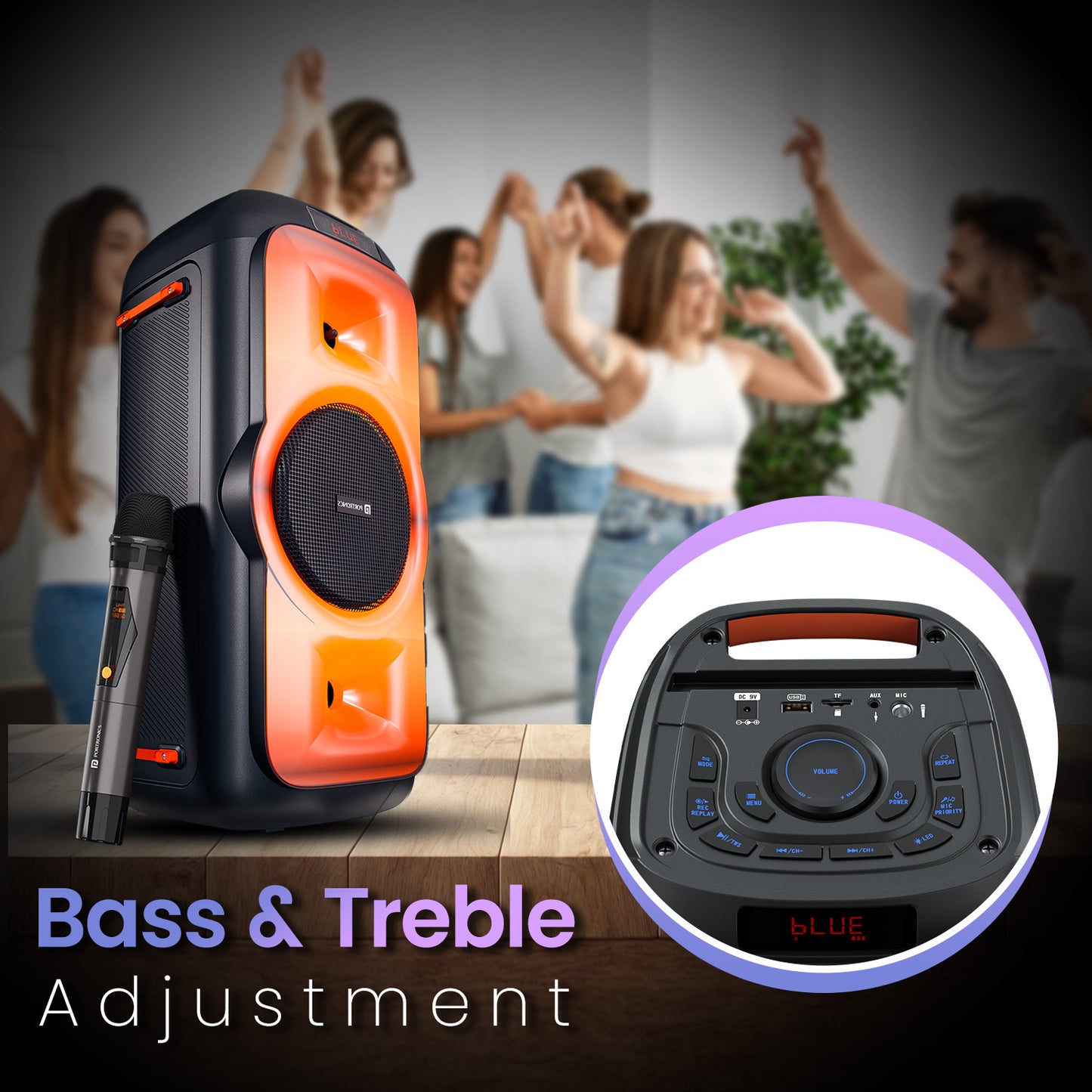 Portronics Iron Beats III best party speaker | Bluetooth party speaker with multi connectivity| 200w party speaker| wireless party speaker| wireless Speaker with mic| Party speaker with bass and treble