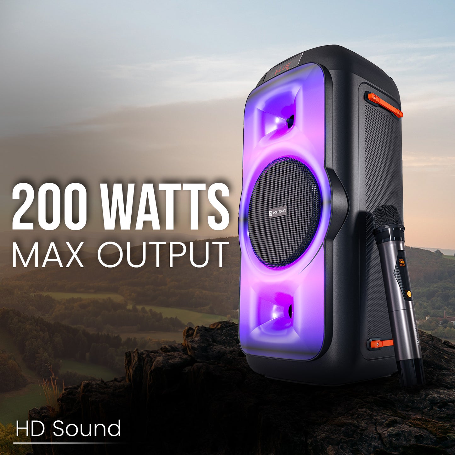 Portronics Iron Beats III party speaker with HD Sound| Bluetooth party speaker| 200w party speaker with mic| wireless party speaker| 200w speaker online at best price| best party speaker online