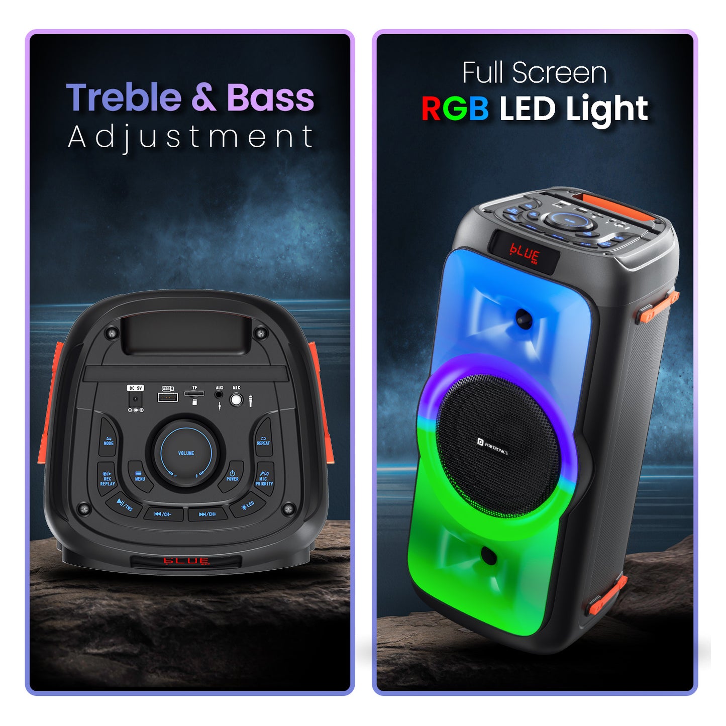 Portronics Iron Beats III portable bluetooth party speaker with RGB Lights | Bluetooth party speaker| 200w party speaker| wireless party speaker| Portable party Speaker Party speaker with bass and treble
