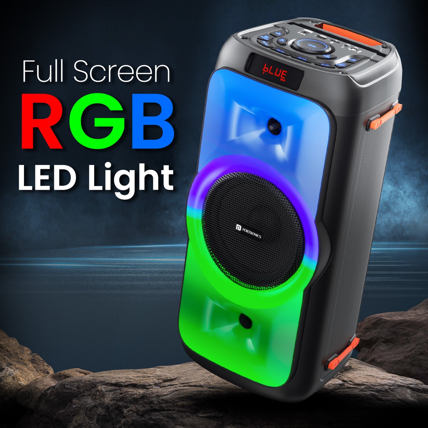 Portronics Iron Beats III portable bluetooth party speaker with RGB Lights | Bluetooth party speaker| 200w party speaker| wireless party speaker| Portable party Speaker