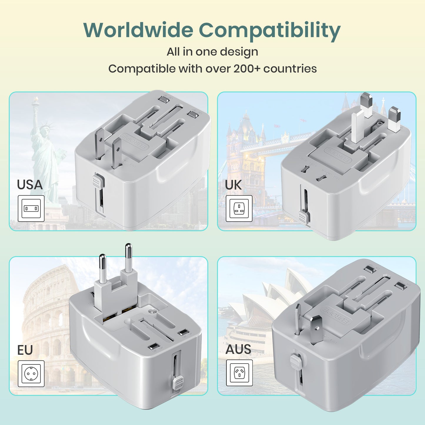 Portronics JuiceMate 3 adapter – Durable Power Adapter for Global Use| JuiceMate 3 Charger Adapter for Mobile & Laptop