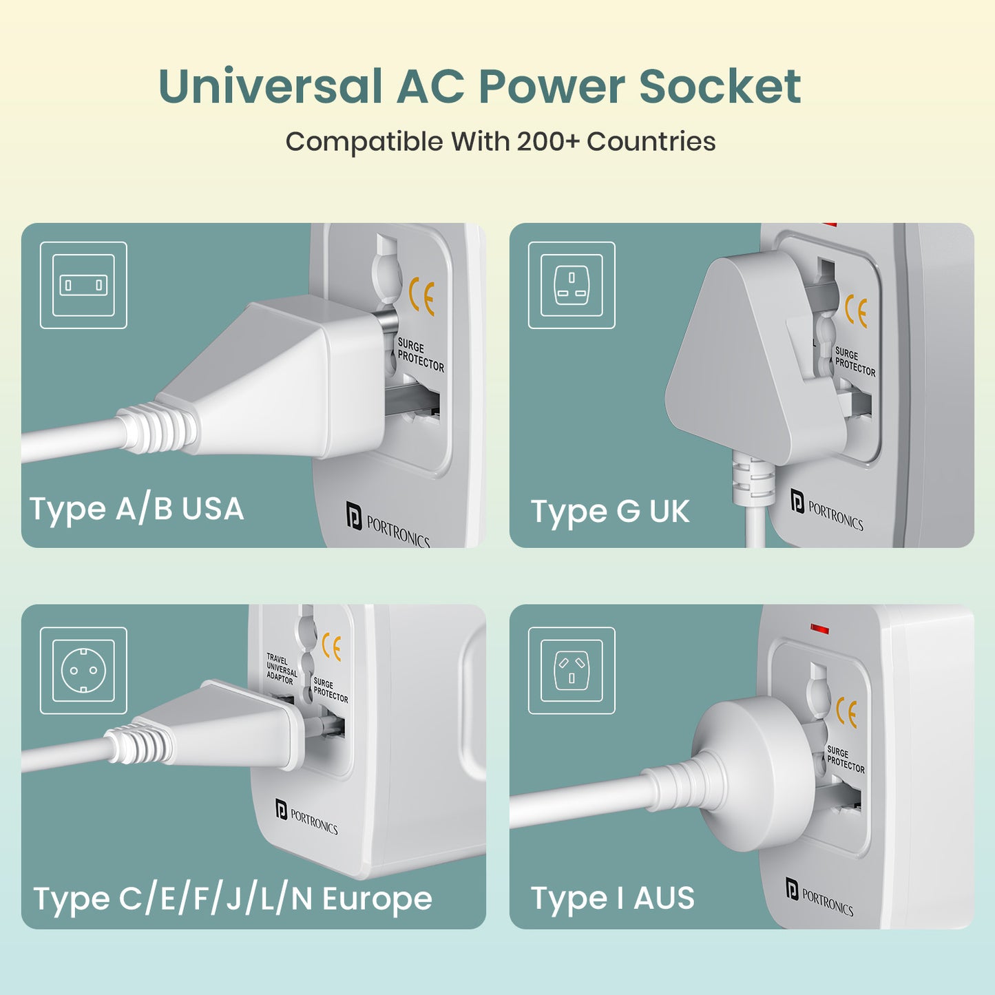 Portronics JuiceMate 3 Charging Adapter – Universal Plug Compatibility for Travel| universal adapter with AC power socket