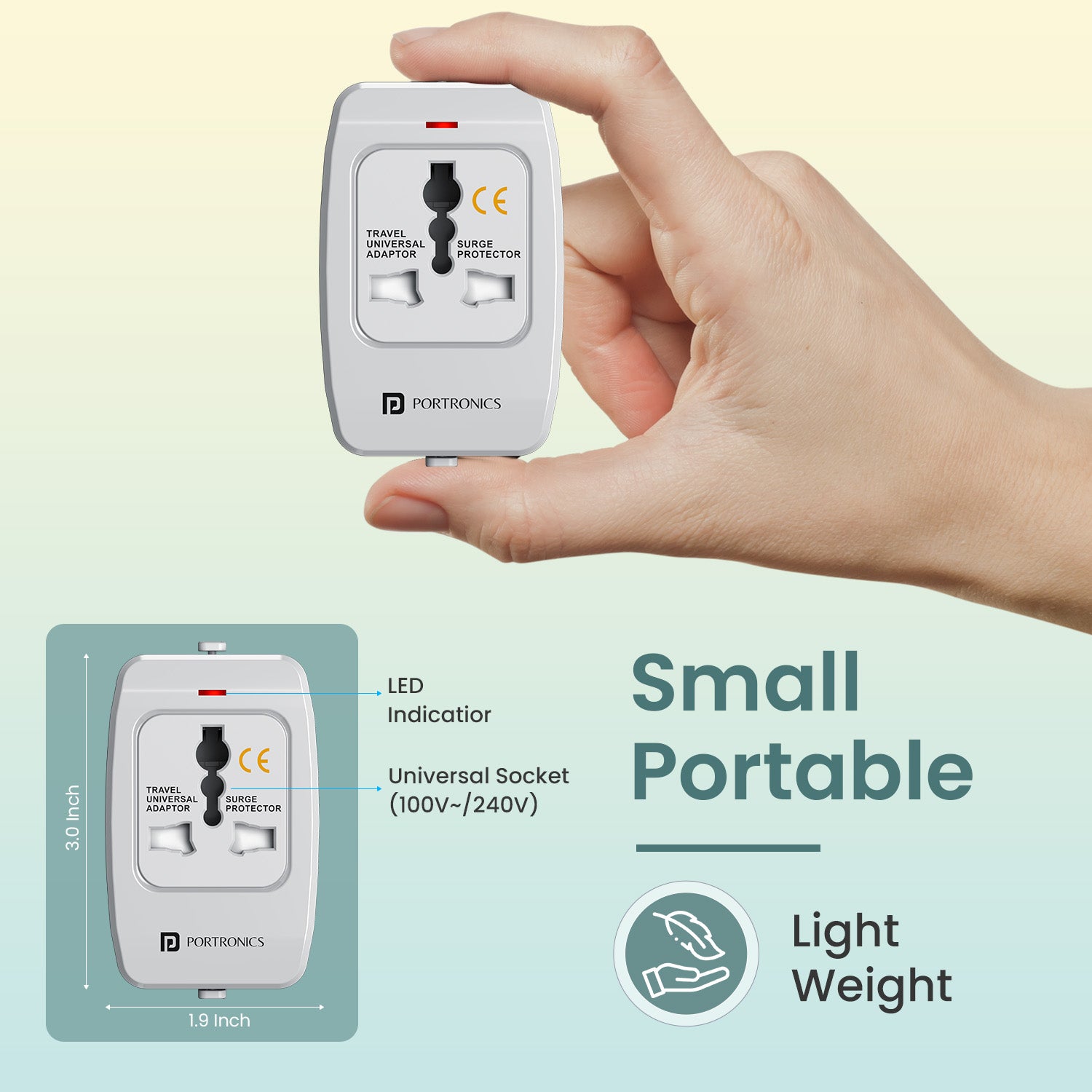 Portronics JuiceMate 3 Universal Travel Adapter – Lightweight & Travel-Friendly| best travel adapter online| portable travel adapter for phone