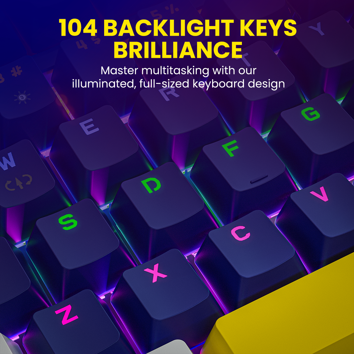 Portronics K2 wired laptop keyboard with anti-ghosting keys, ensuring precise multi-key inputs for competitive gaming without missed commands.
