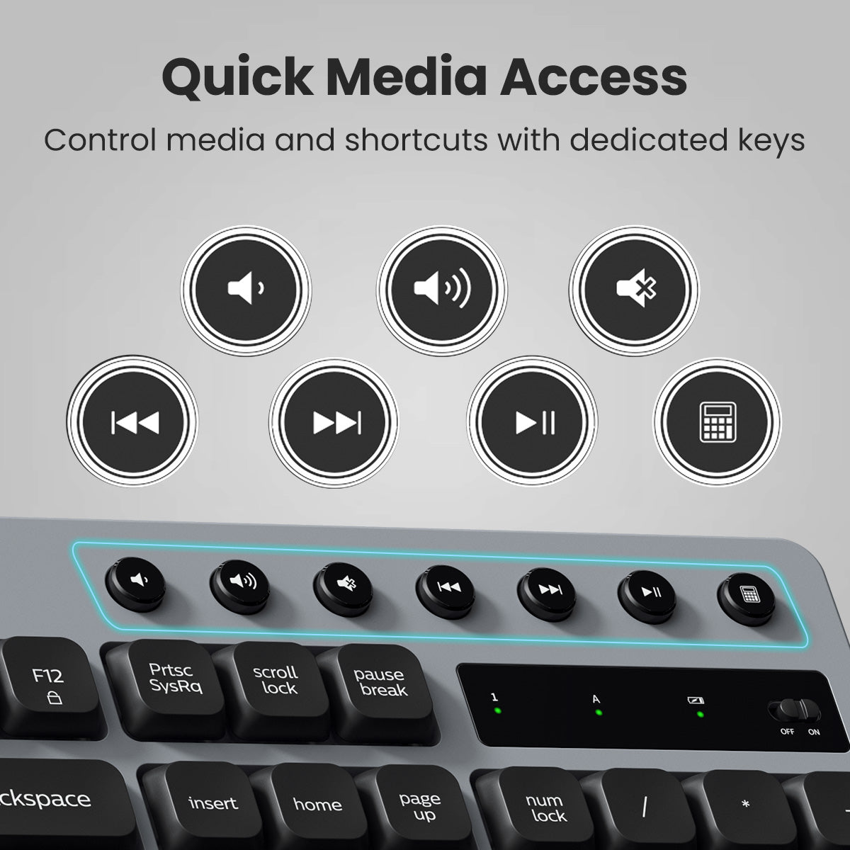 Portronics Key10  Wireless Mouse and Keyboard compact in size|  Wireless keyboard for desktop at online| best wireless keyboard with quick media access 