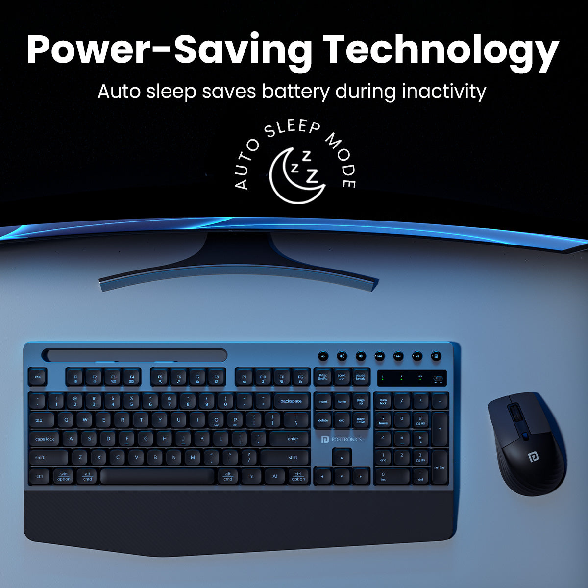Portronics Key10 Wireless Keyboard and Mouse with spill resistant| best wireless keyboard in India| wireless keyboards and mouse combo has automatic sleep mode