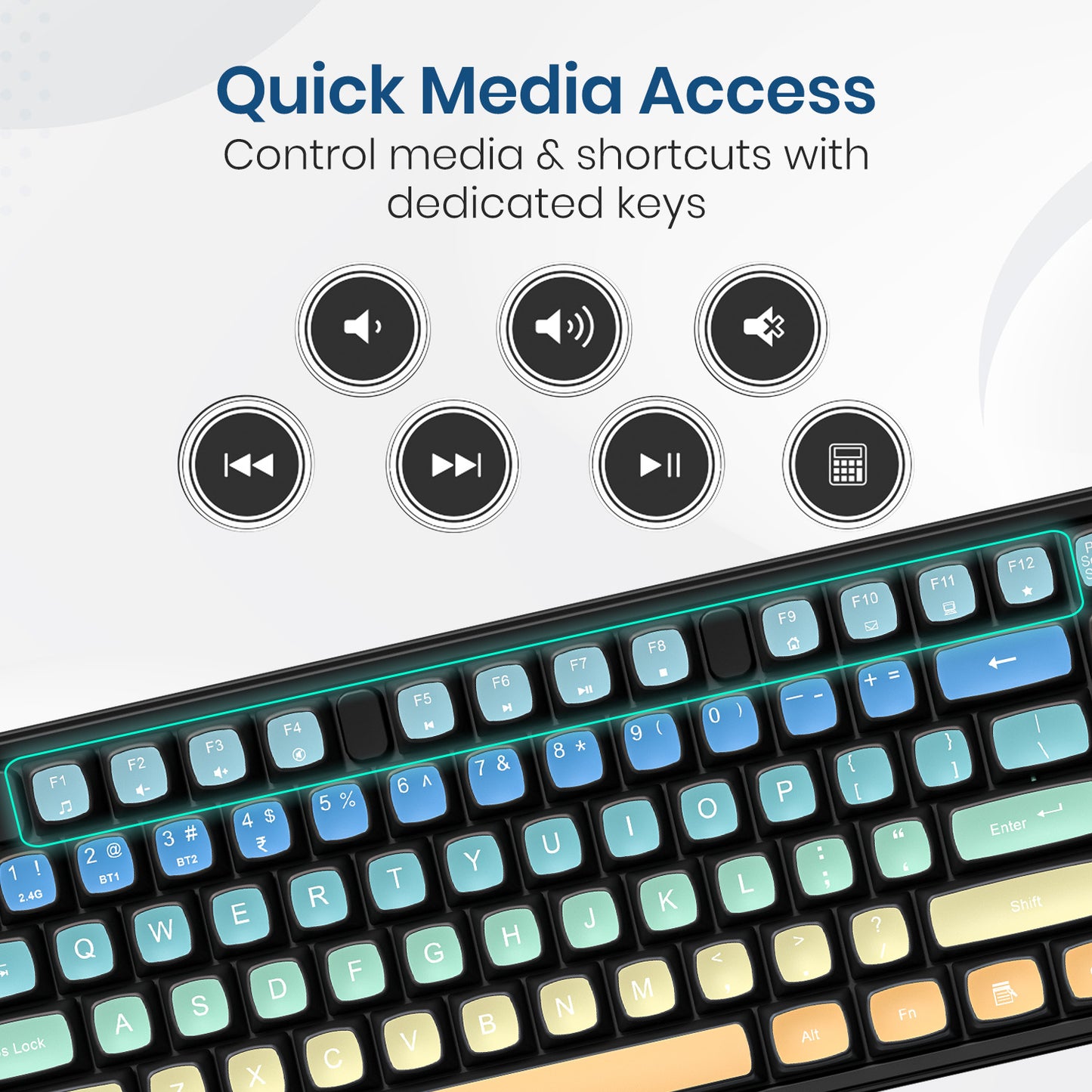 Portronics Key12 Combo wireless keyboard and mouse – premium wireless keyboard with multimedia shortcut keys, Bluetooth wireless mouse, optical sensor tracking, ideal keyboard for laptop and computer workstations.