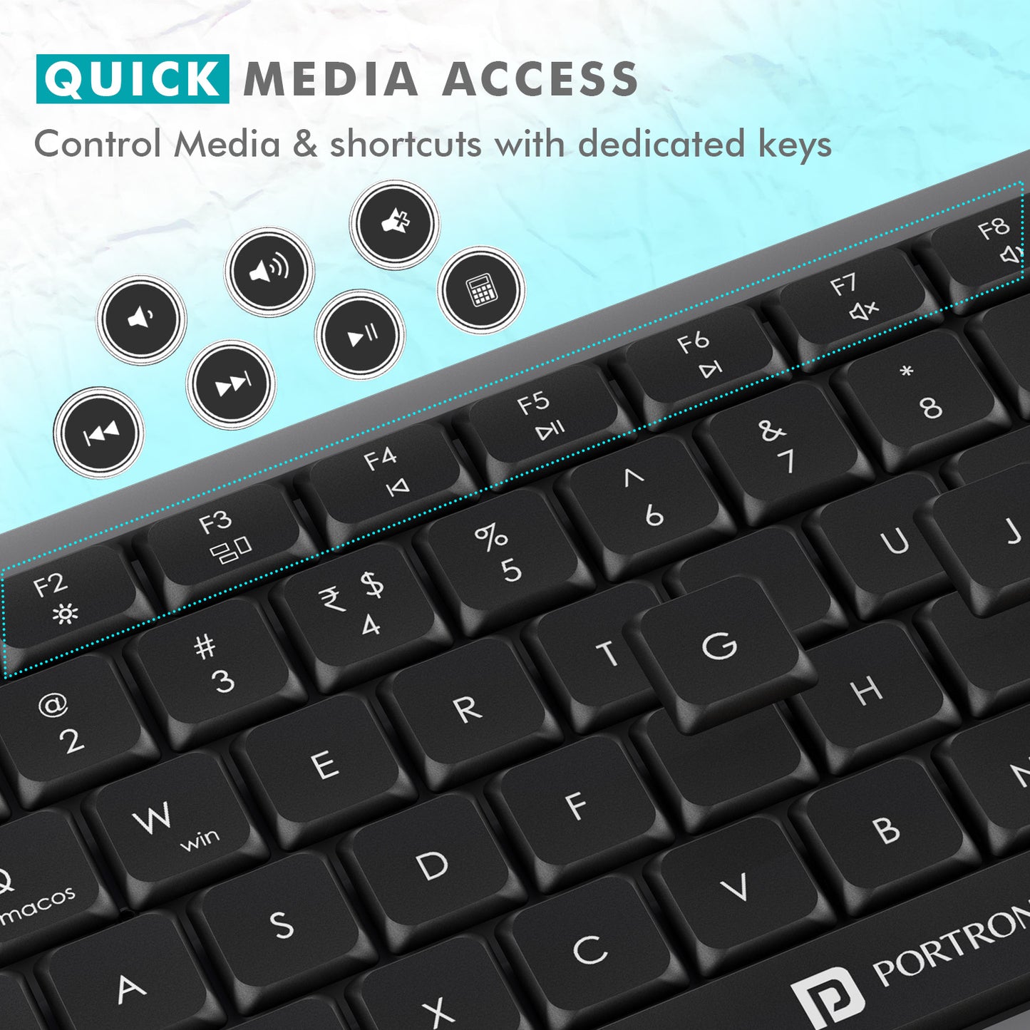 Portronics Key4 Combo Wireless Keyboard with Numpad | Full-size membrane keyboard with dedicated AI assistance key | wireless keyboard for laptop computer and desktop productivity