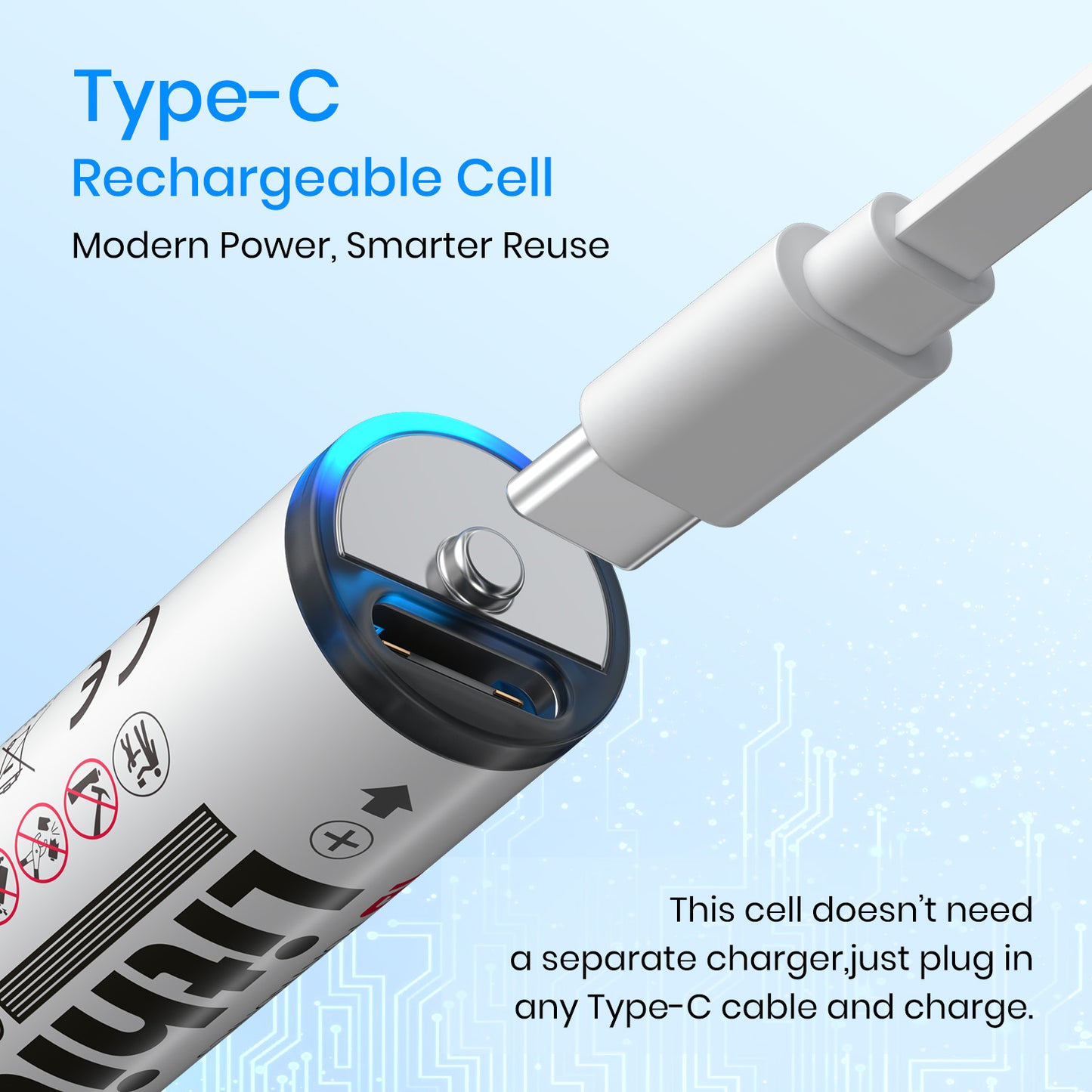 Portronics Lithius Cell – AA USB-C Rechargeable Lithium-ion Battery | Type C Charging Port | durable rechargeable li ion battery for home, office and portable gadgets | affordable lithium ion battery price option