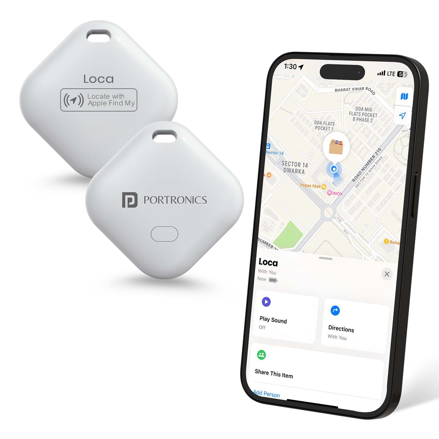 Portronics Loca Smart Item Finder | Tracks keys, wallets, and bags with Apple Find My support | World tag iPhone for easy online location tracking