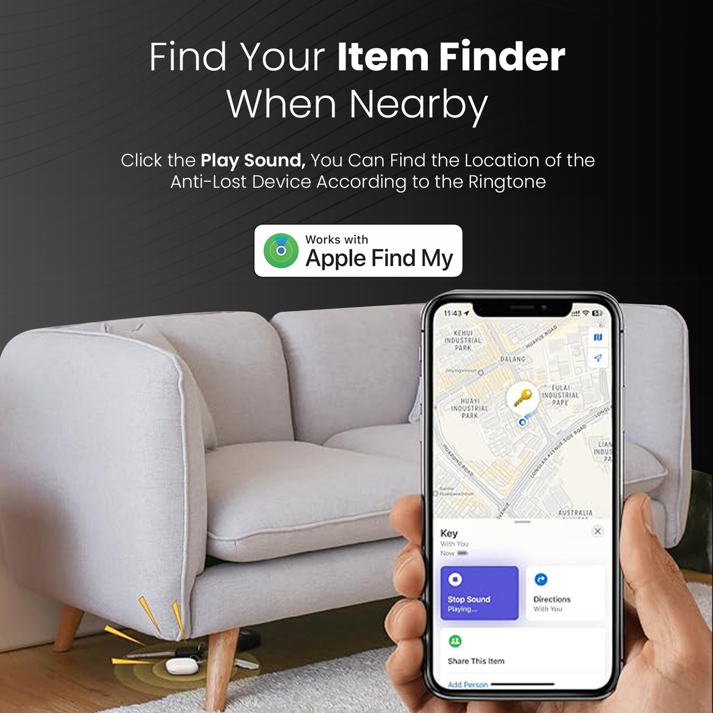 Portronics Loca Smart Location Tracker | Alerts you when items are left behind during travel or commute | Portronics AirTag alternative with accurate location tag performance
