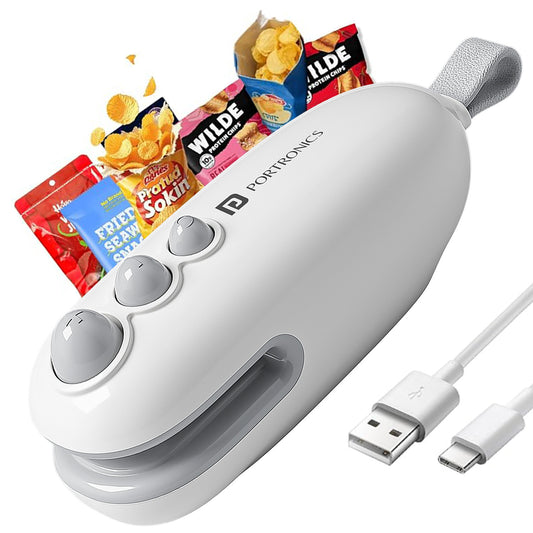 Portronics Locksy | 2-in-1 Sealer & Cutter for Fresh-Keeping and Clean Opens | Compact Portable Sealing Machine with a strong heating clip for airtight seals and a built-in precision blade for smooth cutting of snack bags, freezer packs, and food pouches—perfect for everyday kitchen, office, or travel use. 