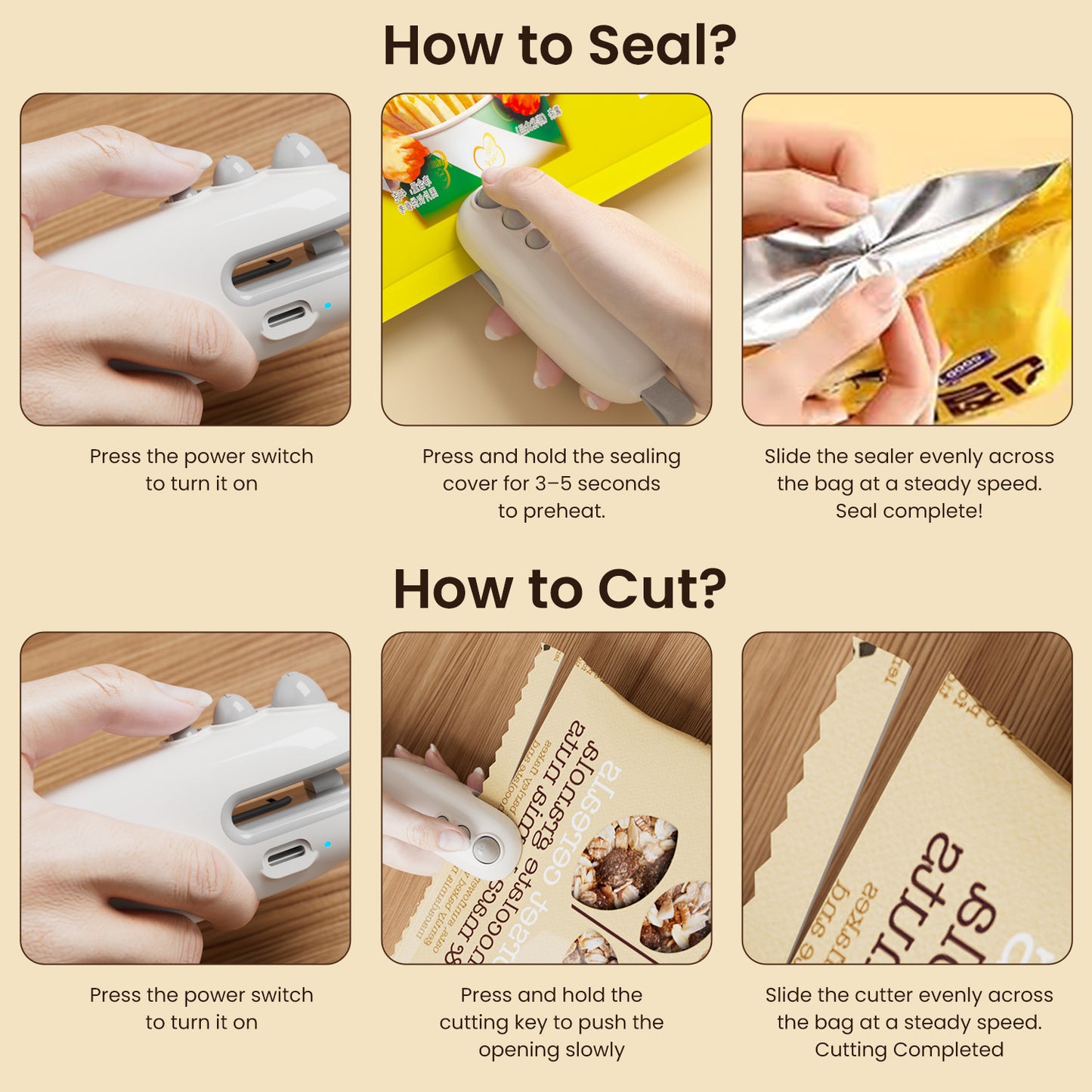 Portronics Locksy | Multifunctional Mini Food Bag Sealer & Cutter with Magnetic Grip | Keep snacks, pet food, and leftovers fresher with this 2-in-1 Sealing Machine that combines a powerful heat sealer and a recessed cutting blade for clean, hassle-free packaging every time.