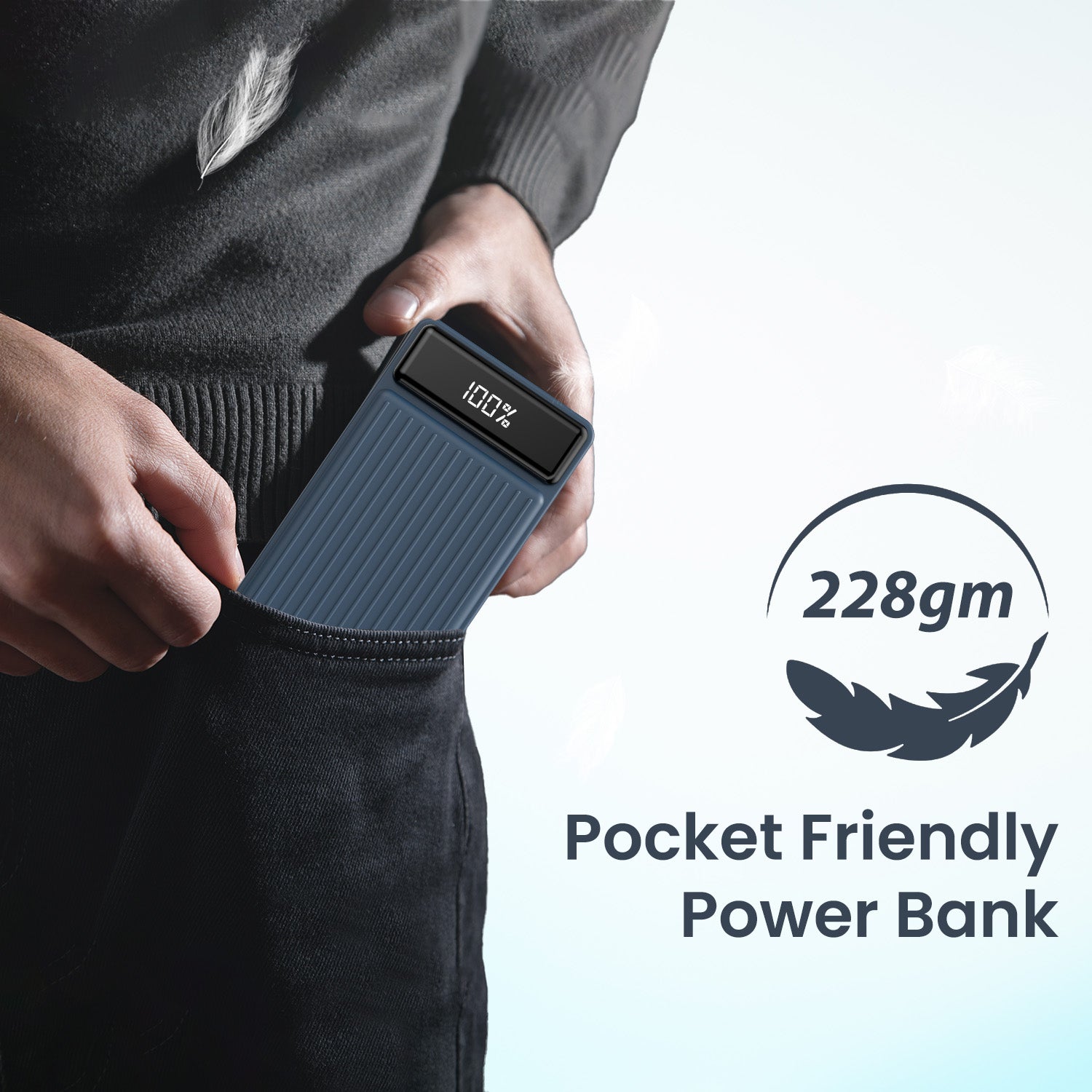 Blue Portronics Luxcell B 10000mAh fast charging power bank designed for students and frequent commuters—compact, lightweight, and pocket-friendly