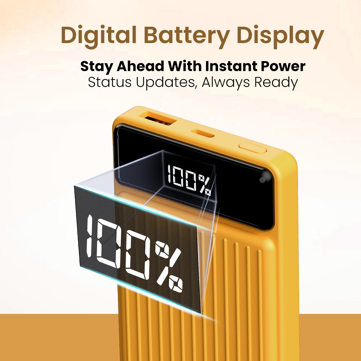 Yellow Portronics Luxcell B mini power bank with high-speed 22.5W charging, BIS certification, and stylish design for work, travel, and student lifestyle