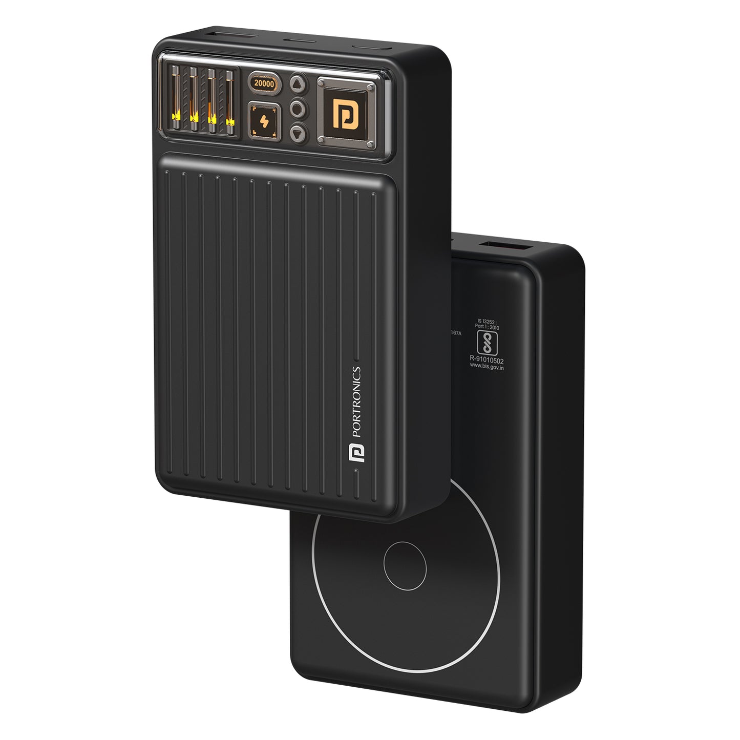 Portronics Luxcell Wireless Mini 20K 20000mah wireless Power bank with 2 output Mach USB A and Type C pd port