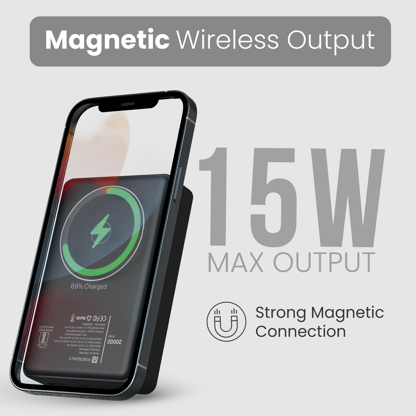 Portronics Luxcell wireless mini 20k 20000mah Power bank for Iphone and samsung| best magnetic wireless power bank with