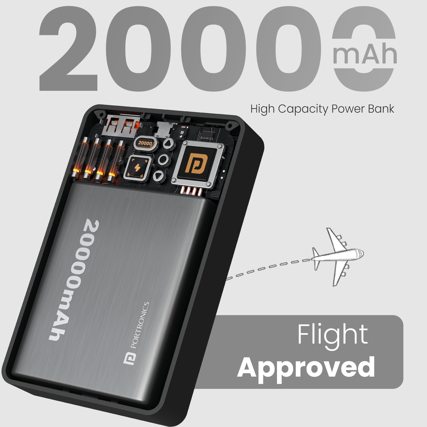 Portronics Luxcell wireless mini 20k 20000mah Power bank with transparent display| wireless power bank online