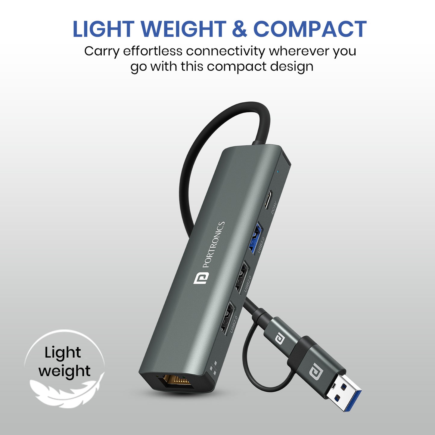 Portronics MPort Edge USB Hub for Laptop & MacBook – A sleek and powerful Type-C USB hub designed for enhanced productivity, perfect for students and professionals.