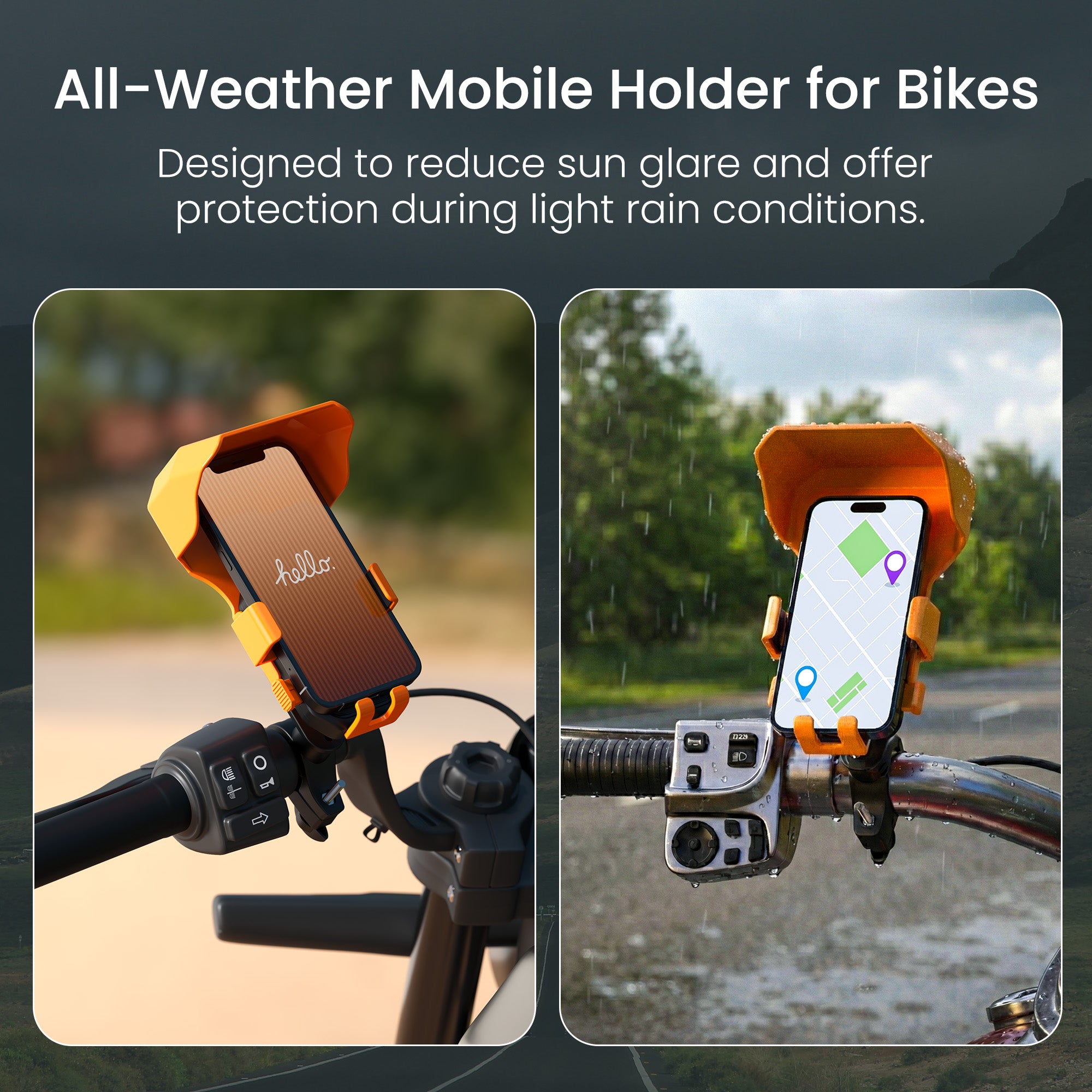 Portronics Mobike 4 Plus Mobile Holder for Bike | All-weather design with glare-reducing sunshade | bike mobile holder for highway rides long trips and touring